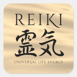 Reiki 霊 Japanse Calligrafische Life Energy 気 Vierkante Sticker