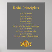 Reiki beginselen grijs en goud poster (Voorkant)