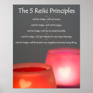 Reiki Beginselen met kaarsen Poster