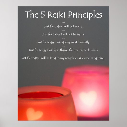 Reiki Beginselen met kaarsen Poster (Voorkant)
