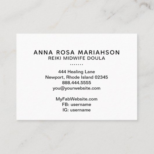 *~* Reiki Birthing Midechta Doula Birth Coach Visitekaartje (Achterkant)