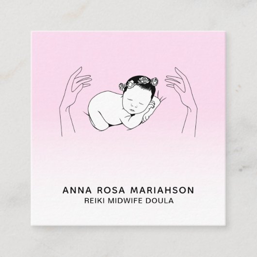 *~* Reiki Birthing Midechtgenote Birth Coach Doula Vierkante Visitekaartje (Voorkant)