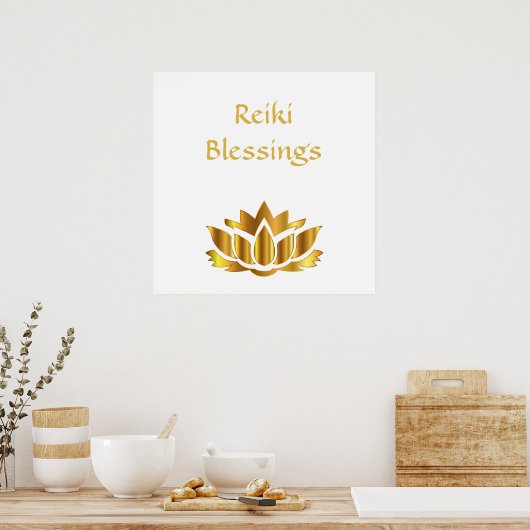 Reiki Blessings White/Gold Poster (Keuken)