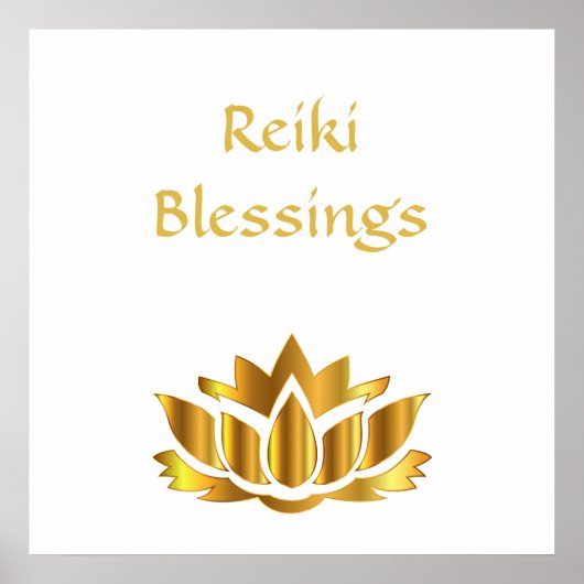 Reiki Blessings White/Gold Poster (Voorkant)