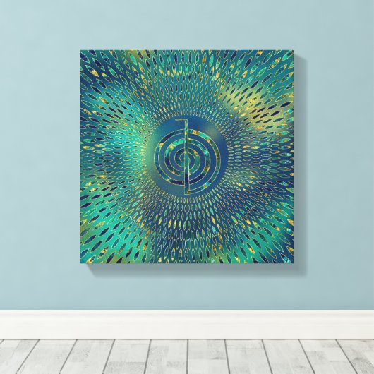 Reiki Cho Ku Rei - edelsteen en goud Canvas Afdruk (Insitu (Houten vloer))
