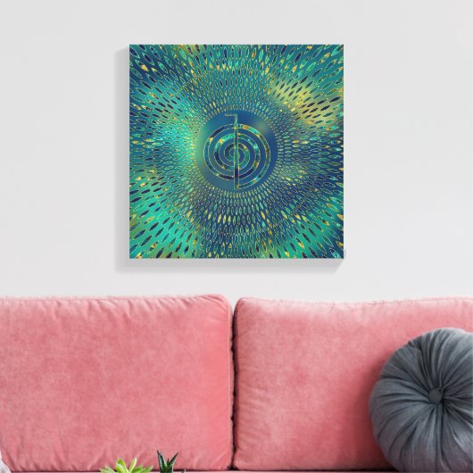 Reiki Cho Ku Rei - edelsteen en goud Canvas Afdruk (Insitu (Woonkamer))