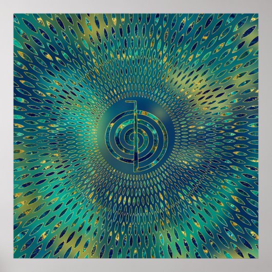 Reiki Cho Ku Rei - edelsteen en goud Poster (Voorkant)