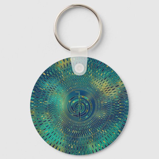 Reiki Cho Ku Rei - gemstone and gold Sleutelhanger (Voorkant)