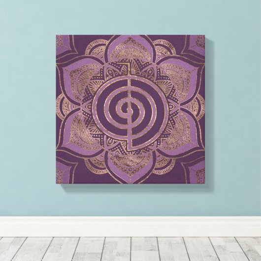 Reiki Cho Ku Rei - pastel en goud Canvas Afdruk (Insitu (Houten vloer))