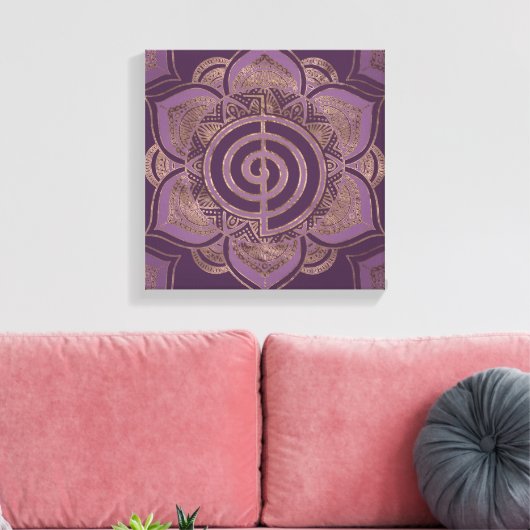 Reiki Cho Ku Rei - pastel en goud Canvas Afdruk (Insitu (Woonkamer))