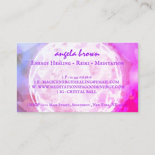 Reiki Crystal Ball Fortune Tell Energy Heal Hands Visitekaartje (Achterkant)