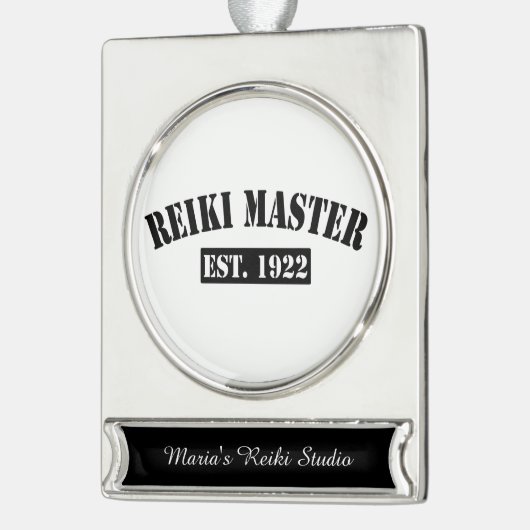 Reiki Design Verzilverd Banner Ornament (Links)