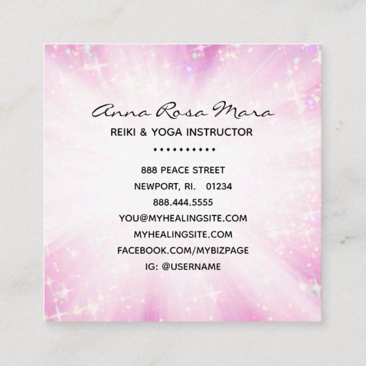 ** Reiki energie helende stralen licht werker glit Vierkante Visitekaartje (Achterkant)