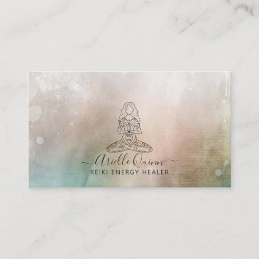 Reiki Energy Healer Serene Abstract Watercolor Visitekaartje (Voorkant)