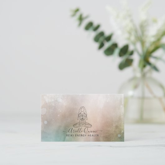Reiki Energy Healer Serene Abstract Watercolor Visitekaartje (Staand voorkant)