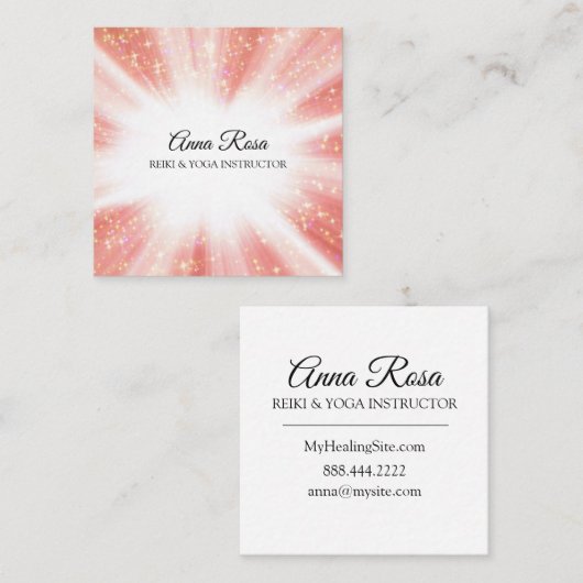 *~* Reiki Energy Healing Bursts Light Worker Vierkante Visitekaartje (Voorkant / Achterkant)