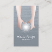Reiki Energy Healing Hands Dusty Blue Therapist Bu Visitekaartje (Voorkant)