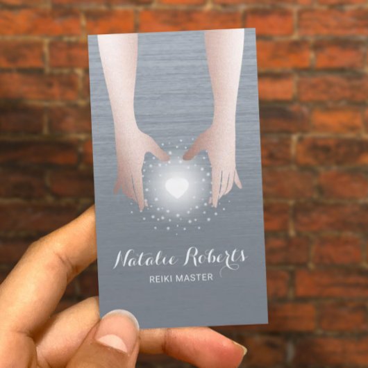 Reiki Energy Healing Hands Dusty Blue Therapist Bu Visitekaartje