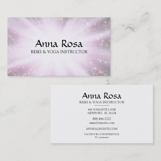 *~* Reiki Energy Healing Rainbow Sparkles Visitekaartje (Voorkant / Achterkant)