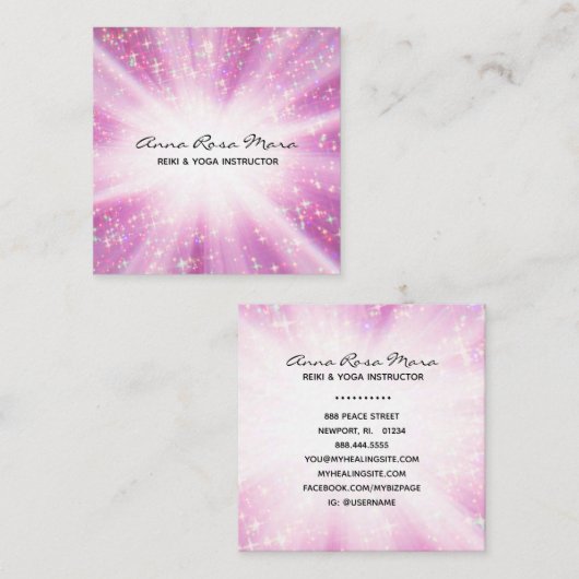 *~* Reiki Energy Healing Rays Glitter Light Worker Vierkante Visitekaartje (Voorkant / Achterkant)