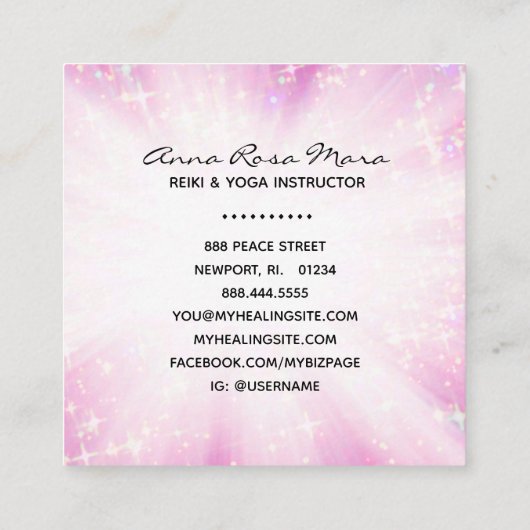 *~* Reiki Energy Healing Rays Glitter Light Worker Vierkante Visitekaartje (Achterkant)