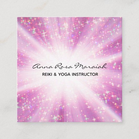 *~* Reiki Energy Healing Rays Light Worker Glitter Vierkante Visitekaartje (Voorkant)