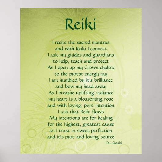 "Reiki" gedicht poster (Voorkant)