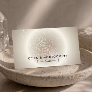 Reiki Genezer Celestial Glow Champagne Goud Modern Visitekaartje