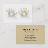 *~* Reiki Gold Foil Hands Healing Radiating Visitekaartje (Voorkant / Achterkant)