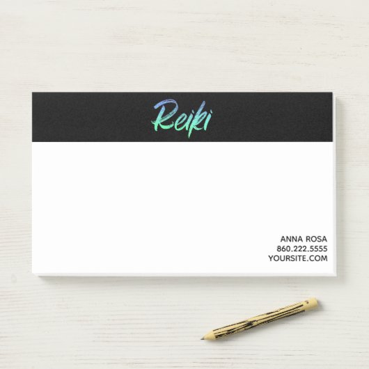 *~* Reiki Green Blue en Turquoise Iridescent Post-it® Notes (Op bureau)