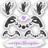 Reiki Handands & Moon Phases Persoonlijke naam Log Sticker (Voorkant)