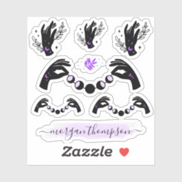 Reiki handen & maanfasen gepersonaliseerde naam lo sticker
