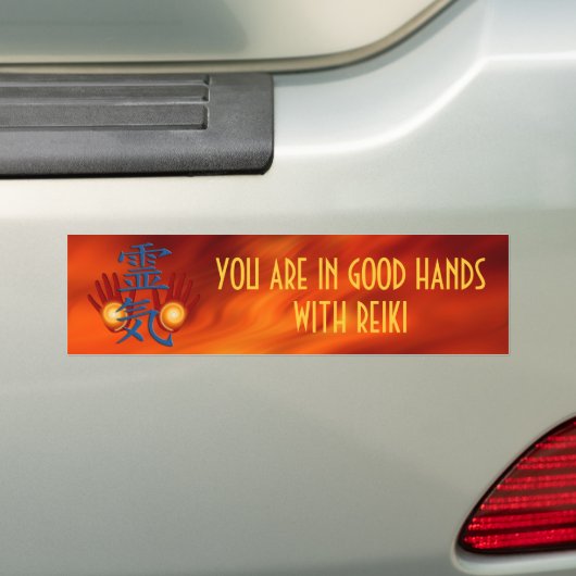 Reiki Hands & jouw tekst Bumpersticker (Op auto)