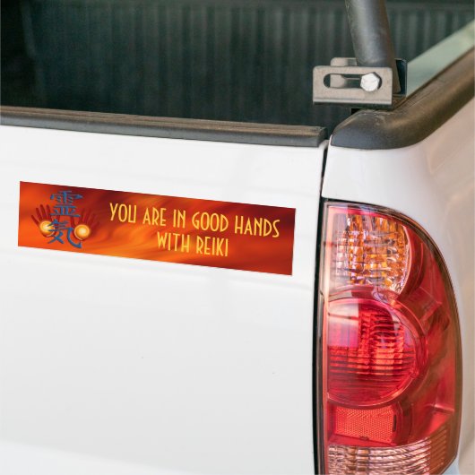 Reiki Hands & jouw tekst Bumpersticker (Op Truck)