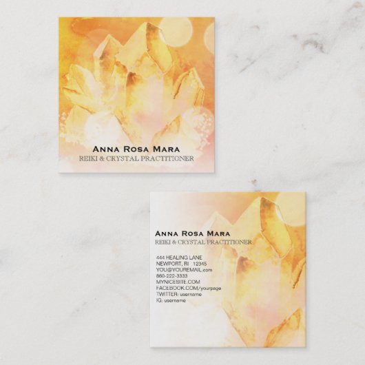 *~* Reiki Healer Yoga Citrine Crystal Massage Vierkante Visitekaartje (Voorkant / Achterkant)
