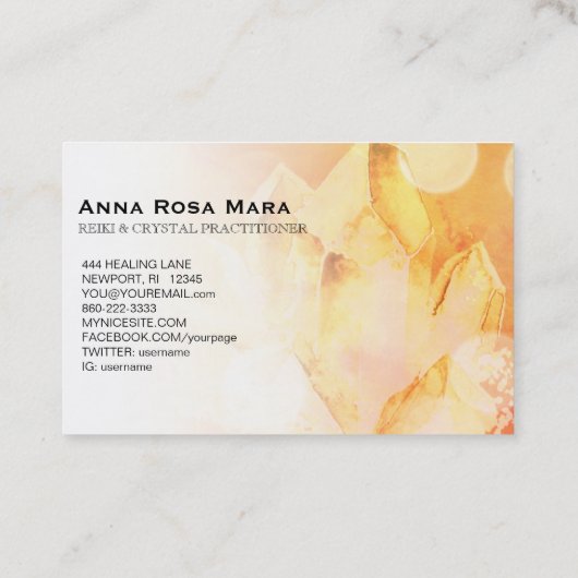 ~ Reiki Healer Yoga Massage Citrine Crystal Visitekaartje (Achterkant)