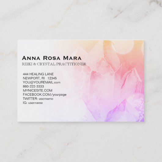 ~ Reiki Healer Yoga Massage Pastel Crystal Visitekaartje (Achterkant)