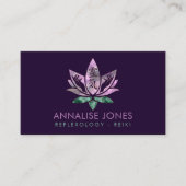 Reiki Healing Handen en Lotus - Fluoriet en Jade Visitekaartje (Voorkant)