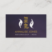Reiki Healing Hands en Gold Symbols Visitekaartje (Voorkant)