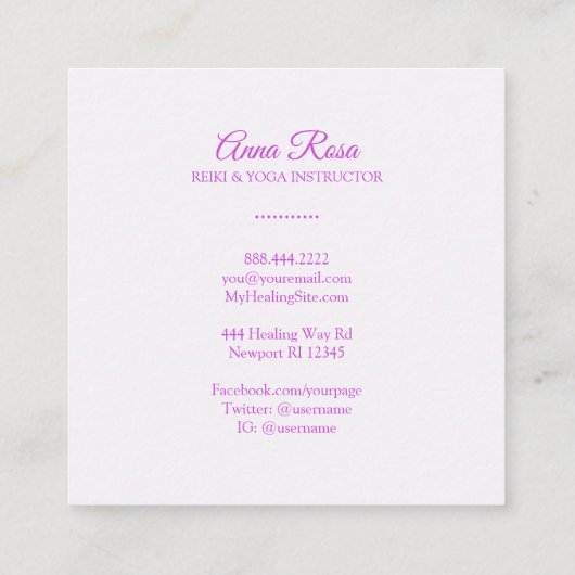 ~ Reiki Healing Hands Rays Light Worker Massage Vierkante Visitekaartje (Achterkant)