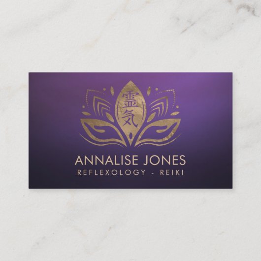 Reiki Het Healing Symbool en handen in Lotus Visitekaartje (Voorkant)