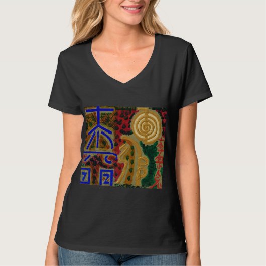 REIKI hoofdhersluitingssymbolen. VNECK CHOICE-T-SH T-shirt (Voorkant)