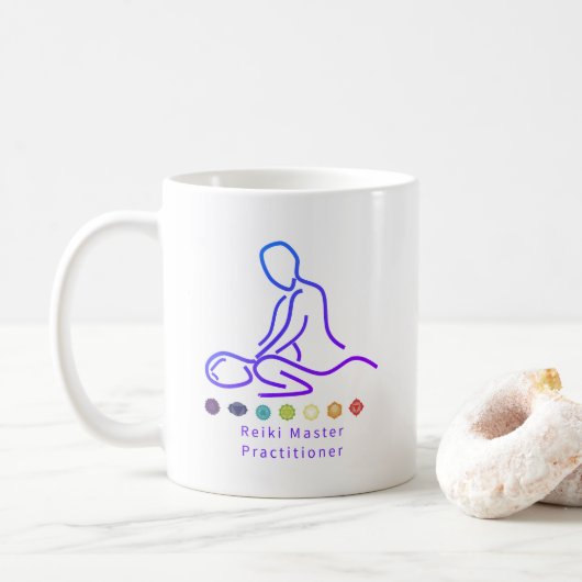 Reiki HoofdOverzicht Witte Koffiemok (Met donut)