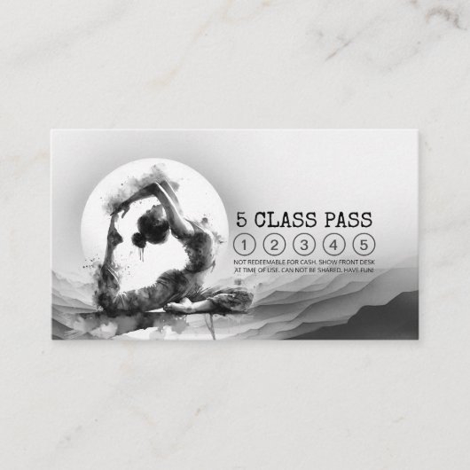 Reiki Instructor Yoga Pose Zwart Wit Class Pass Klantenkaartje (Voorkant)