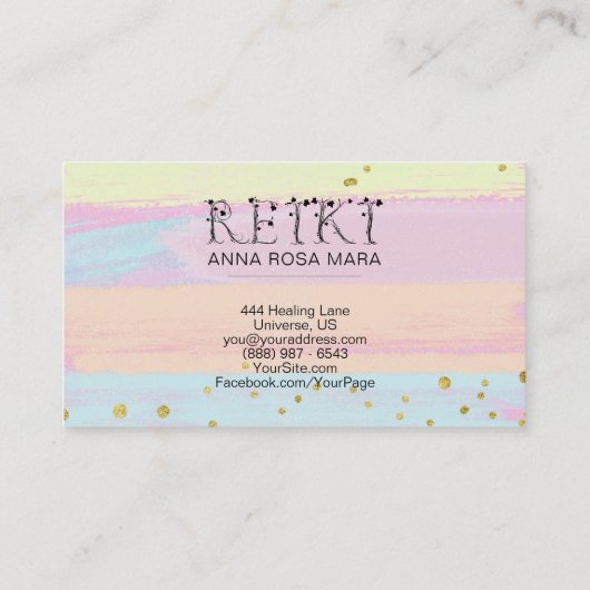 ** REIKI Ivy Typography Abstract Pastel Visitekaartje (Achterkant)