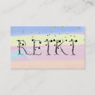 ** REIKI Ivy Typography Glitter Pastelstrepen Visitekaartje
