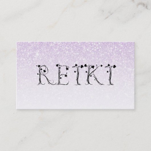 *~* REIKI Ivy Typography Lavender Glitter Visitekaartje (Voorkant)