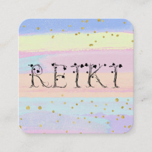 ** REIKI Ivy Typography Pastel Gold Glitter Vierkante Visitekaartje