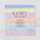 ** REIKI Ivy Typography Pastel Stripes Glitter Vierkante Visitekaartje (Achterkant)