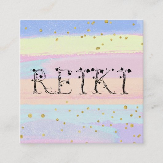 ** REIKI Ivy Typography Pastel Stripes Glitter Vierkante Visitekaartje (Voorkant)